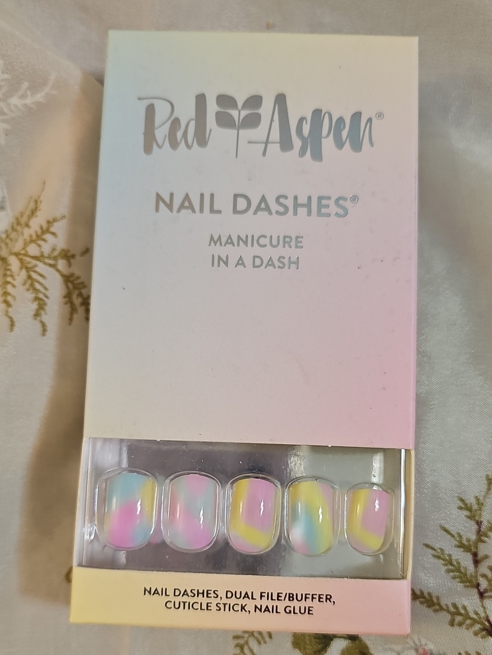 Red Aspen Nail Dashes Pastel Rainbow Press-On Nails